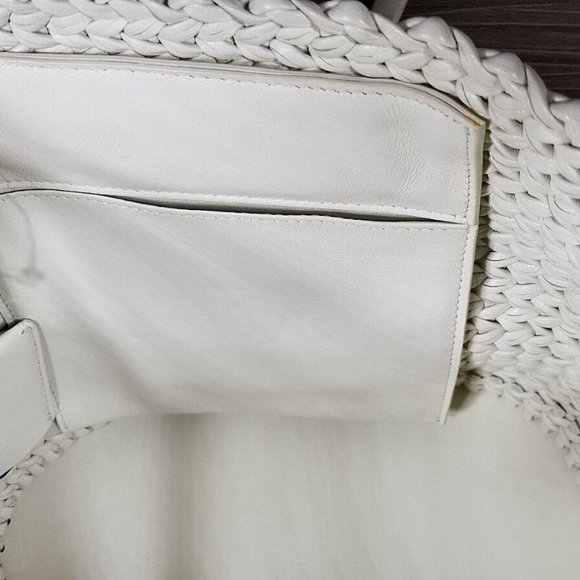 Balenciaga Tresse Calf Fringed Off White Leather Tote - Picture 6 of 13